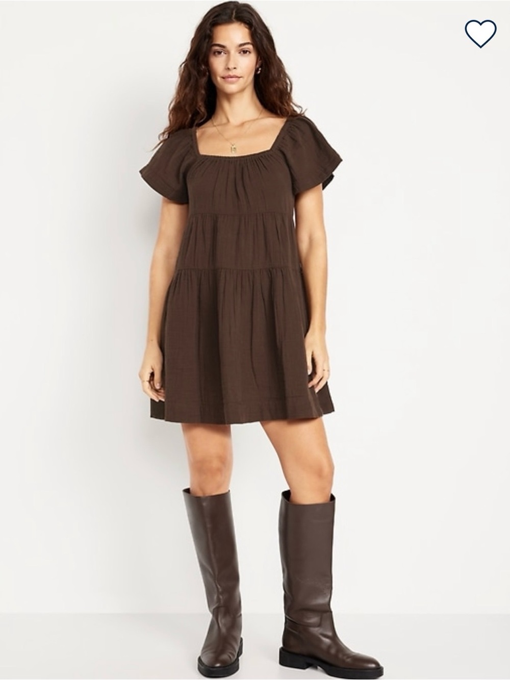 Old Navy Brown Tiered Mini Swing Dress